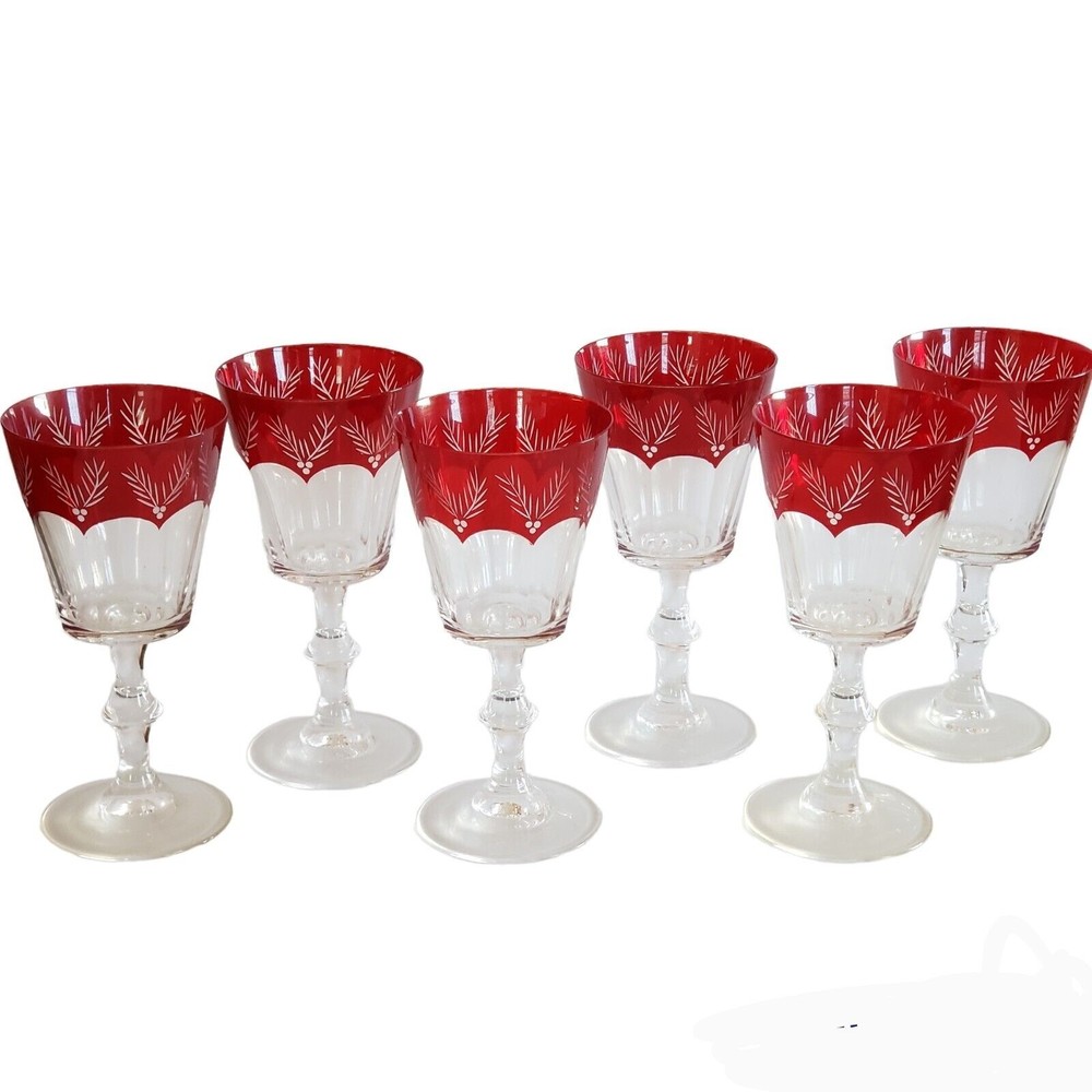 Lenox Winter Greetings Crystal Wine Glass Red Holly Band Christmas 1 Available